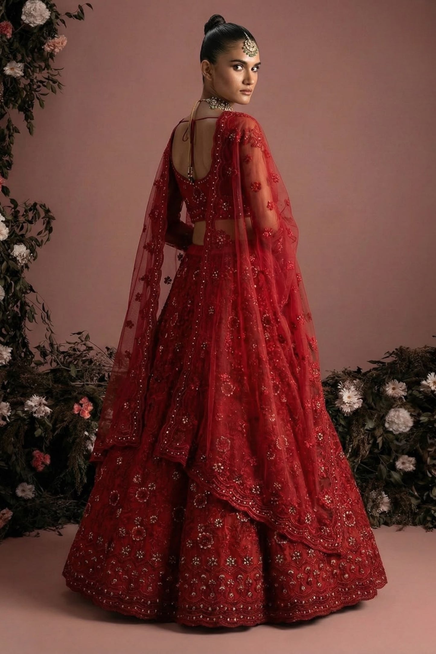 Luxury Red Designer Lehenga Choli with Heavy Embroidery Work and Matching Dupatta