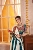 Stylish Teal Green and White Gujarati Navratri Chaniya Choli with Embroidered Blouse and Dupatta
