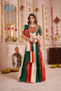 Tricolor Viscose Cotton Navratri Lehenga Choli with Mirror Work and Embroidered Blouse