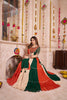 Tricolor Viscose Cotton Navratri Lehenga Choli with Mirror Work and Embroidered Blouse