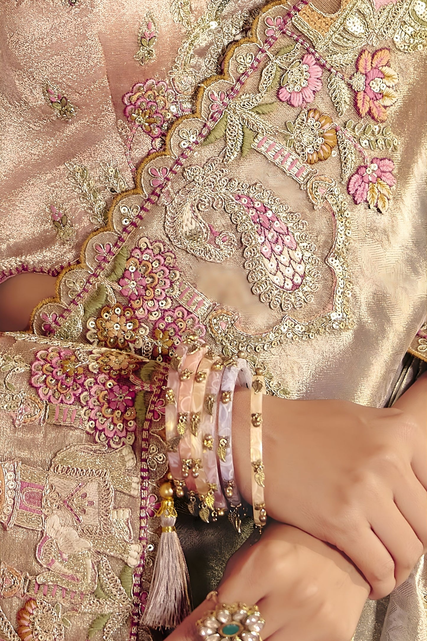 Gold Silk Bridal Saree Heavy Floral Zari Embroidery Designer Blouse