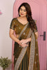 Designer Brown Embroidered Saree with Blouse Party Wear