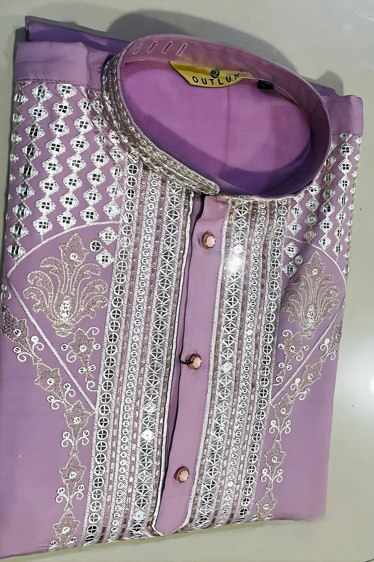 Amazing Pink Fendy Silk Embroidered Party Wear Kurta Pajama for Men