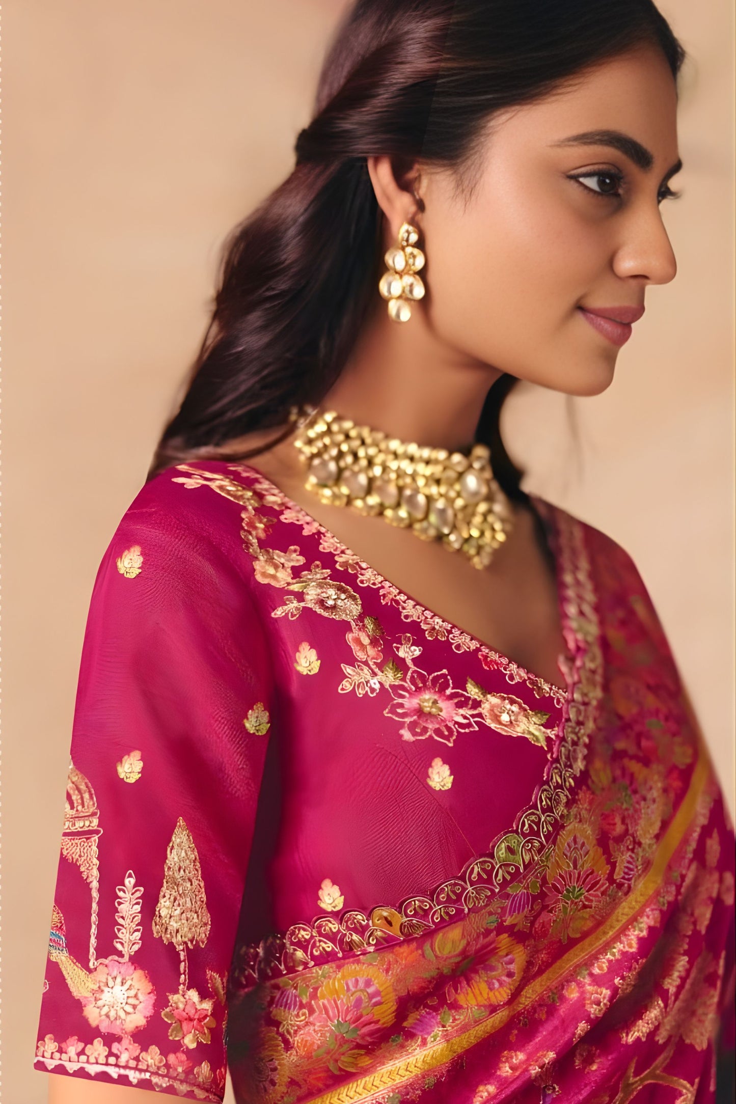 Rani Pink Paithani Silk Saree Rich Zari Weaving Traditional Motifs Saree