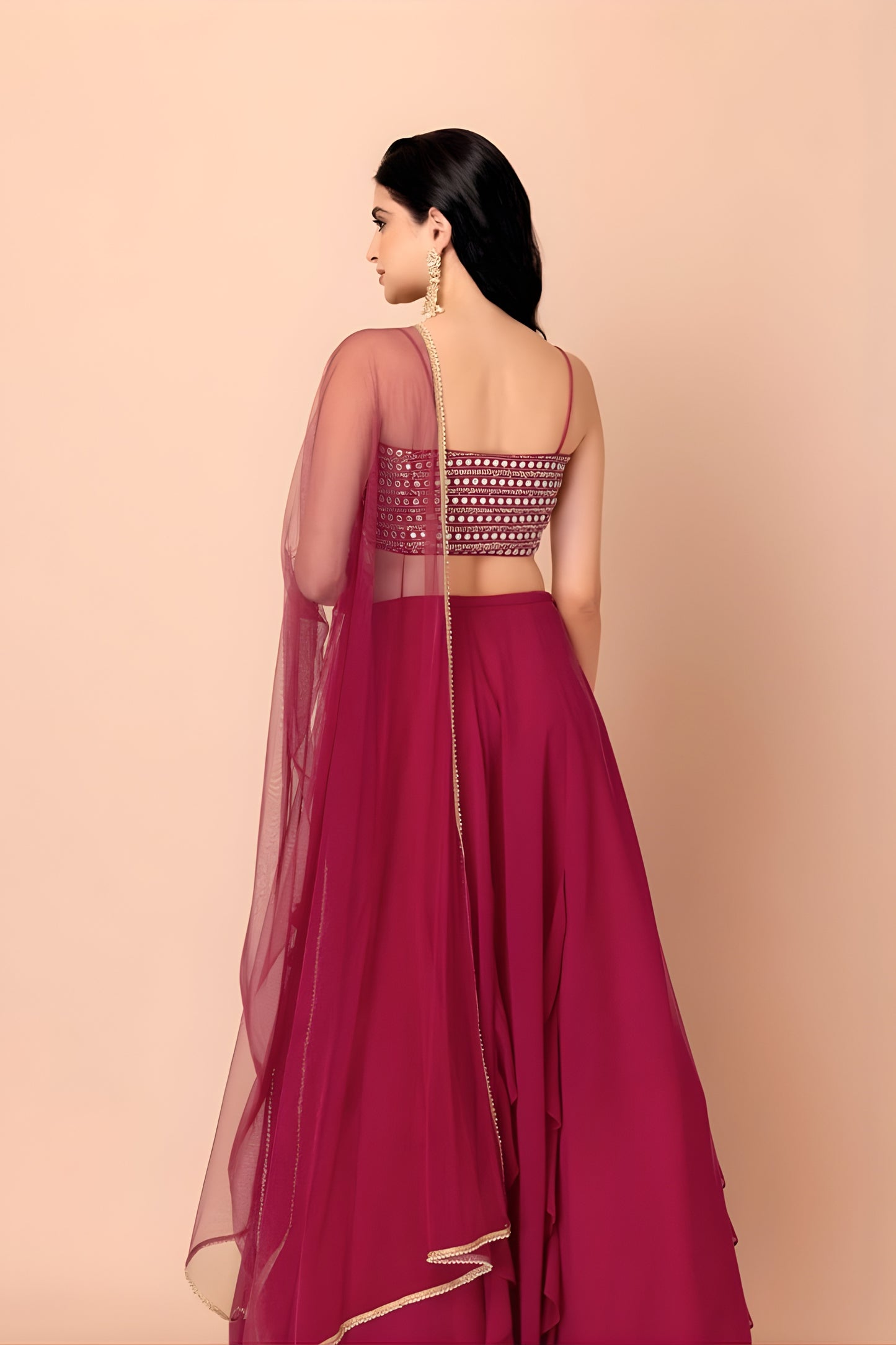 Superb Pink Georgette Embroidered Wedding Lehenga Choli with Dupatta