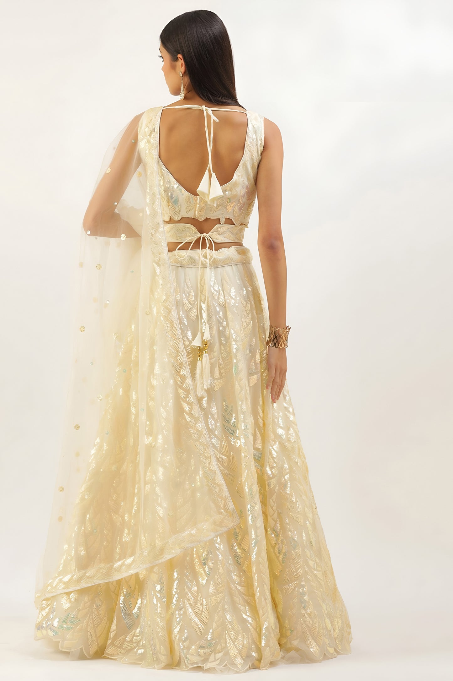 Fancy Yellow Soft Net Embroidered Lehenga Choli with Dupatta for Wedding