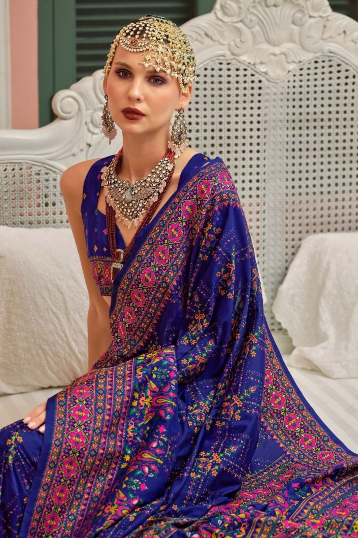 Royal Blue Traditional Banarasi Silk Saree with Multi-Color Intricate Festive Wear