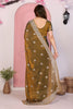 Designer Brown Embroidered Saree with Blouse Party Wear