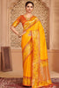 Traditional Yellow Banarasi Silk Saree Blouse Piece