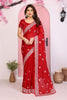 Elegant Red Embroidered Saree with Blouse Party Wear