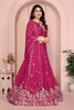 Magenta Embroidered Lehenga Choli with Silver Zari Peacock and Floral Design