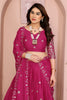 Magenta Embroidered Lehenga Choli with Silver Zari Peacock and Floral Design