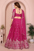 Magenta Embroidered Lehenga Choli with Silver Zari Peacock and Floral Design