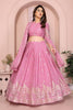 Pink Embroidered Lehenga Choli with Dupatta Silk Blend Bridal Party Wear