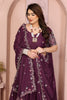 Wine Purple Floral Embroidered Lehenga Choli with Dupatta Silk Blend Wedding Festive Wear