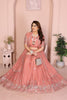 Peach Pink Floral Embroidered Lehenga Choli with Dupatta Silk Blend Wedding Festive Wear