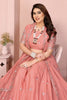 Peach Pink Floral Embroidered Lehenga Choli with Dupatta Silk Blend Wedding Festive Wear