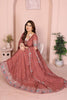 Rust Brown Floral Embroidered Lehenga Choli with Dupatta Silk Blend Traditional Festive Wear