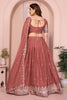 Rust Brown Floral Embroidered Lehenga Choli with Dupatta Silk Blend Traditional Festive Wear