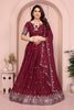 Elegant Maroon Embroidered Lehenga Choli with Dupatta Wedding Festive Wear