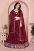 Elegant Maroon Embroidered Lehenga Choli with Dupatta Wedding Festive Wear