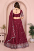 Elegant Maroon Embroidered Lehenga Choli with Dupatta Wedding Festive Wear