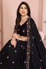 Black Embroidered Lehenga Choli with Colorful Floral Animal Motifs Designer Festive Wedding Wear
