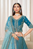 Trendy Teal Blue Art Silk Bridal Lehenga Choli with Heavy Golden Embroidery and Net Dupatta
