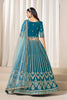 Trendy Teal Blue Art Silk Bridal Lehenga Choli with Heavy Golden Embroidery and Net Dupatta