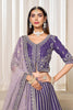 Stunning Purple Art Silk Bridal Lehenga Choli with Heavy Golden Embroidery and Net Dupatta