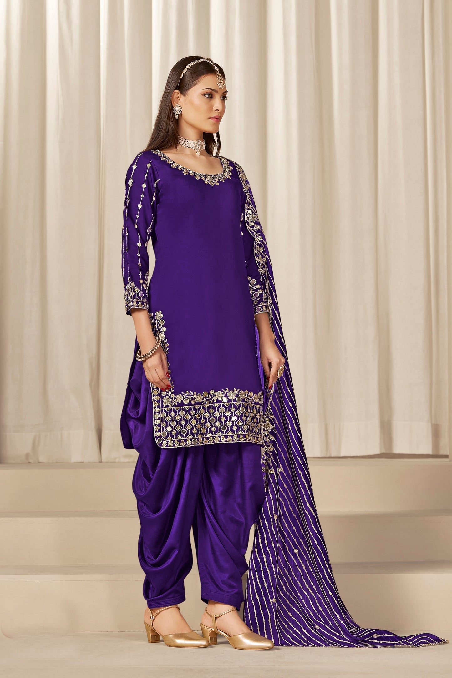 Royal Purple Embroidered Punjabi Patiala Suit with Dupatta