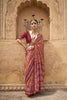 Maroon Mustard Patola Silk Saree with Zari Border