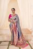 Purple Banarasi Silk Saree with Pink Zari Border Wedding and Festive Wear