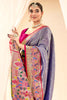 Purple Banarasi Silk Saree with Pink Zari Border Wedding and Festive Wear