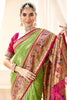 Elegant Green Banarasi Silk Saree with Pink Contrast Border