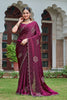 Wine Purple Silk Saree Designer Border Party Wear Saree