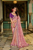 Elegant Pink Silk Saree with Purple Blouse Designer