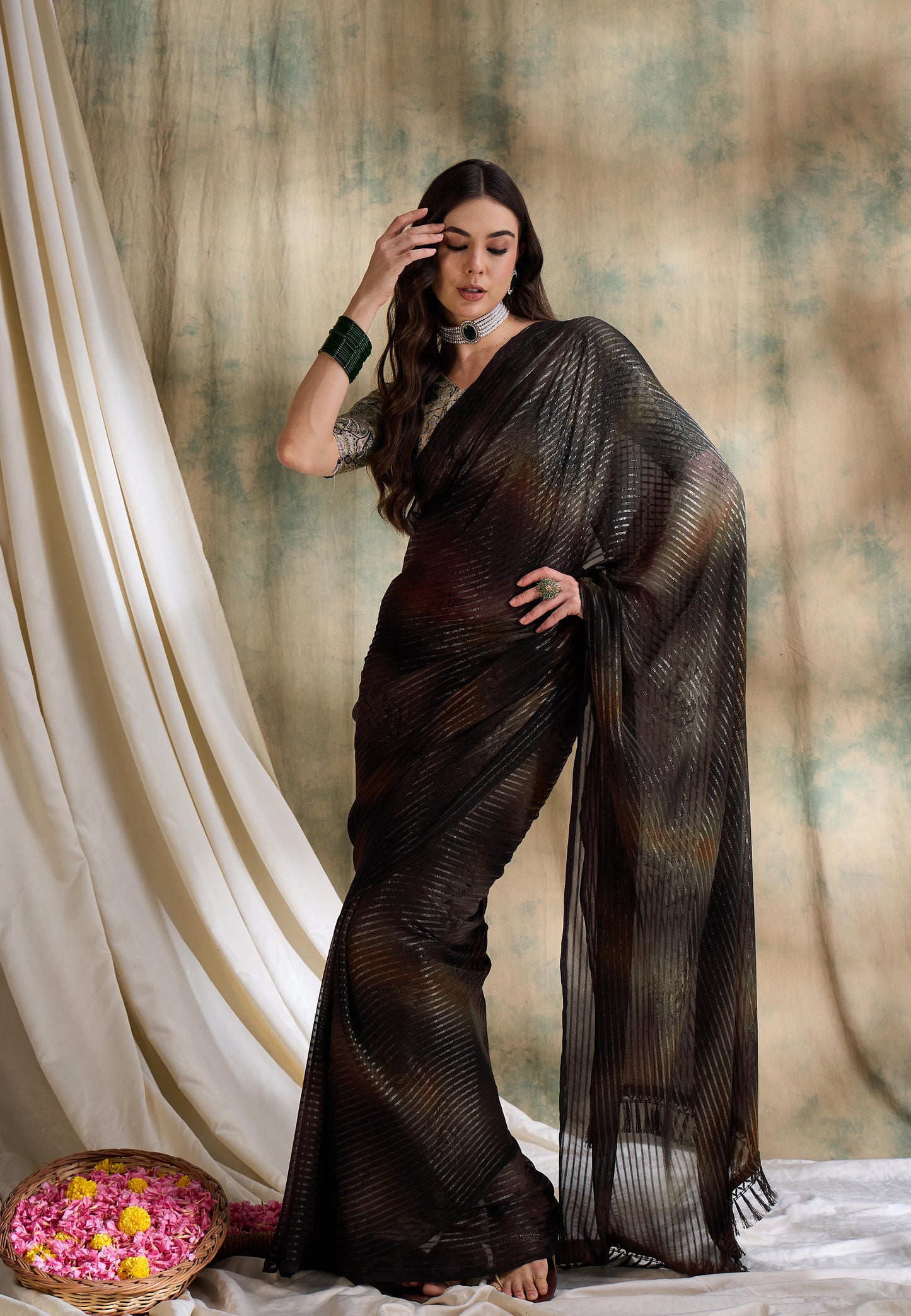 Black Shimmer Party Wear Saree Designer Saree