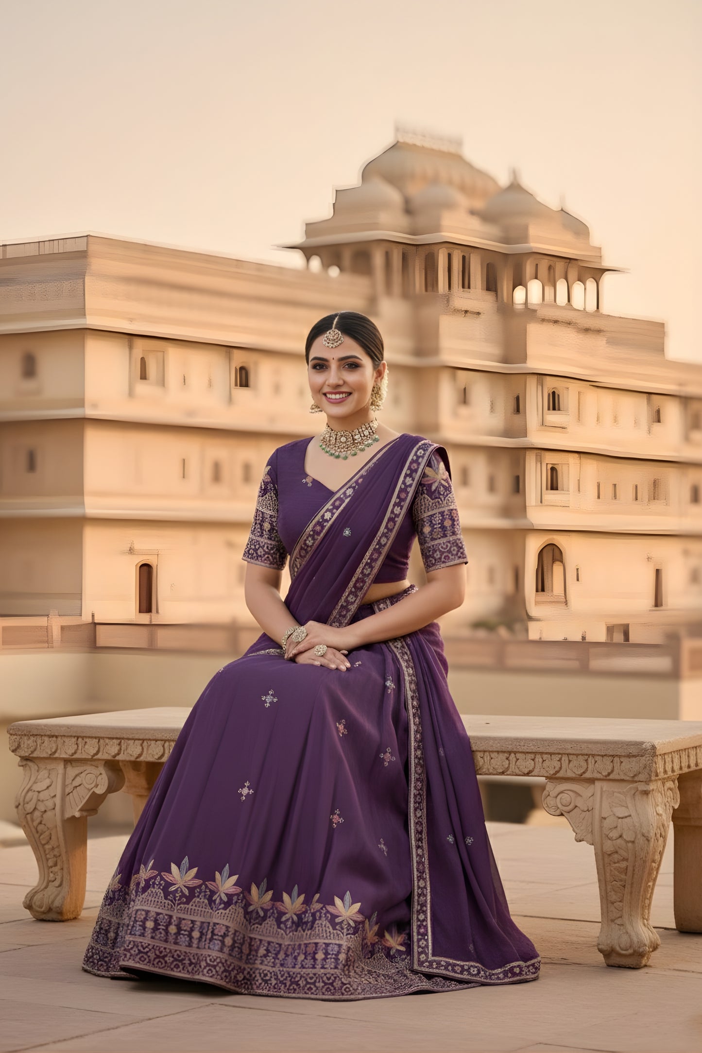Trendy Purple Georgette Embroidered Wedding Lehenga Choli with Dupatta for Women