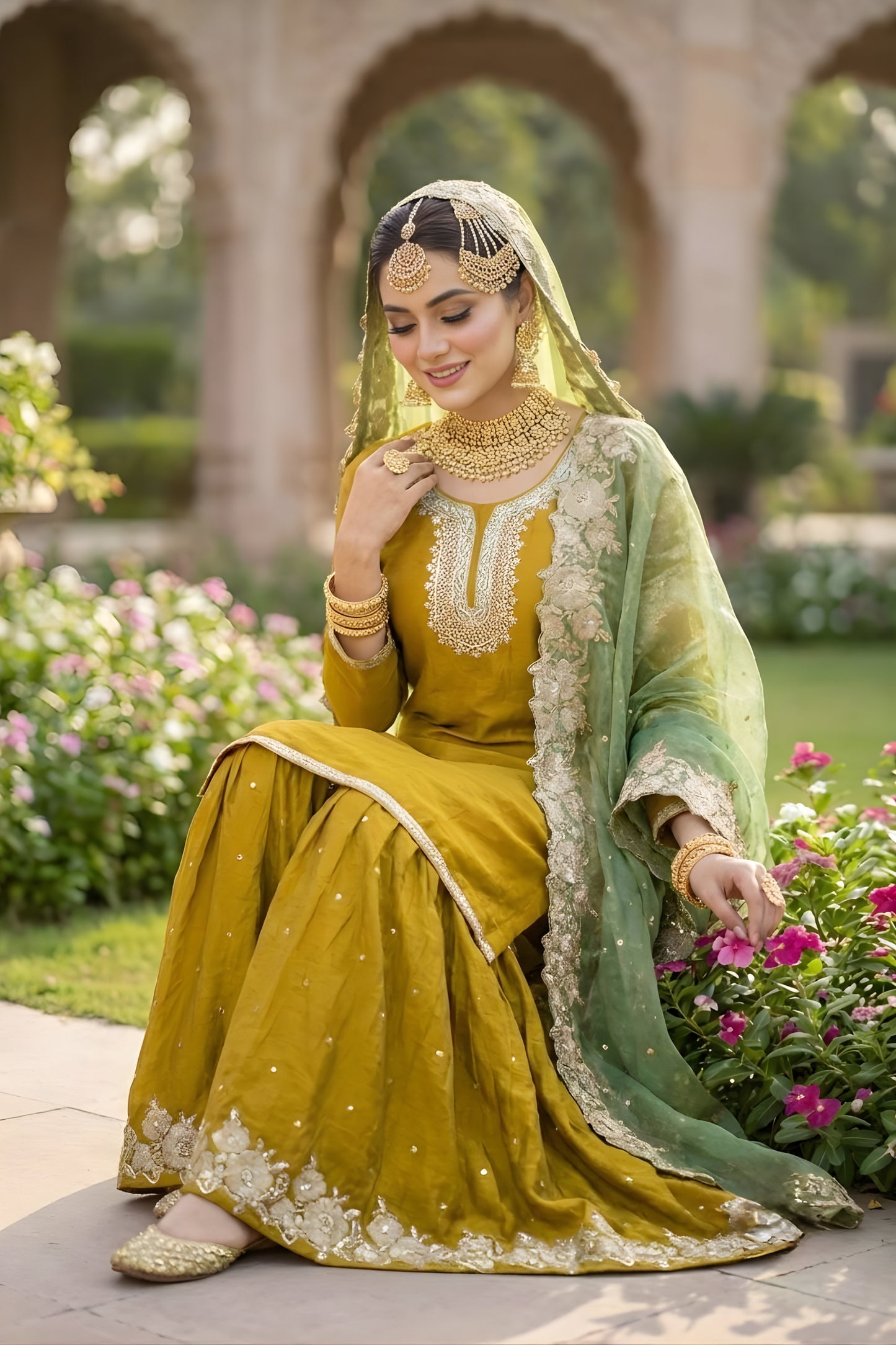 Awesome Mustard Yellow Embroidered Party Wear Readymade Palazzo Suit with Dupatta