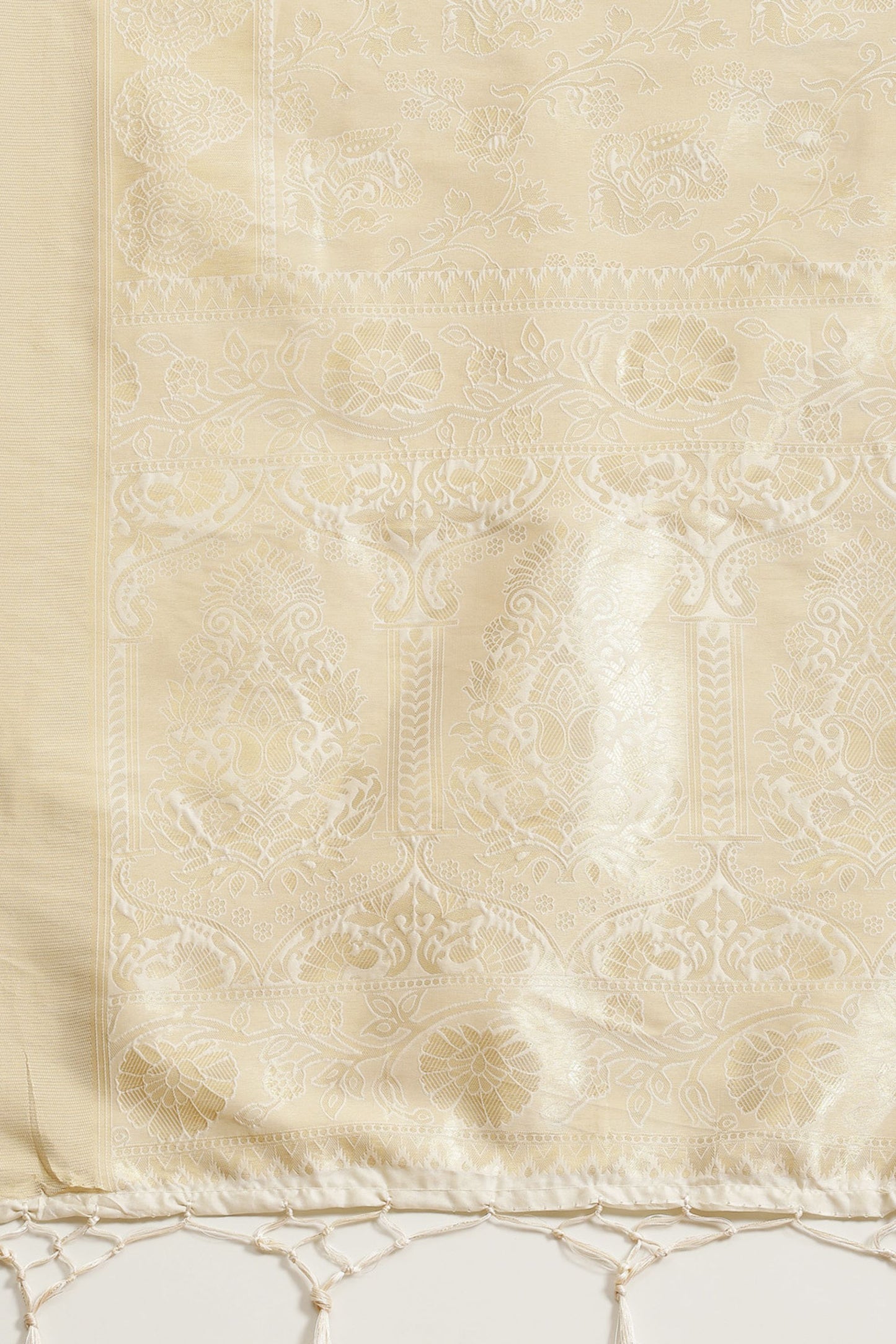 Cream Kanjivaram Silk Saree with Rich Zari Weaving Designer Blouse