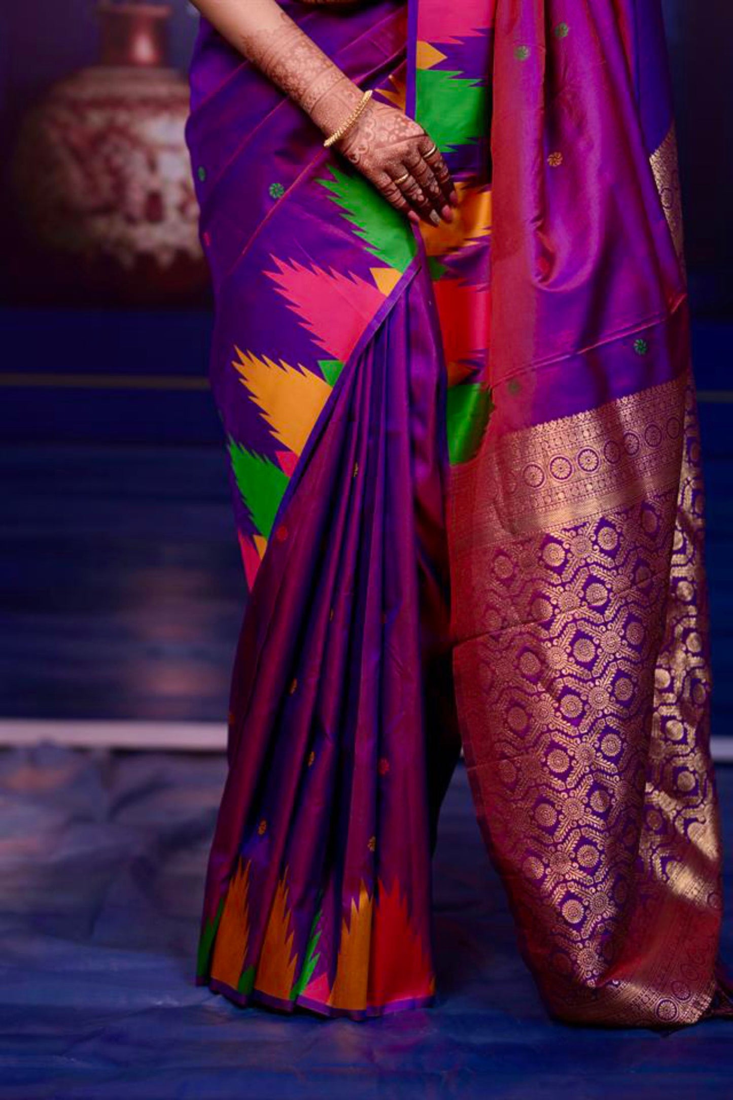 Royal Magenta Purple Soft Silk Saree Multicolor Temple Border Rich Zari Pallu
