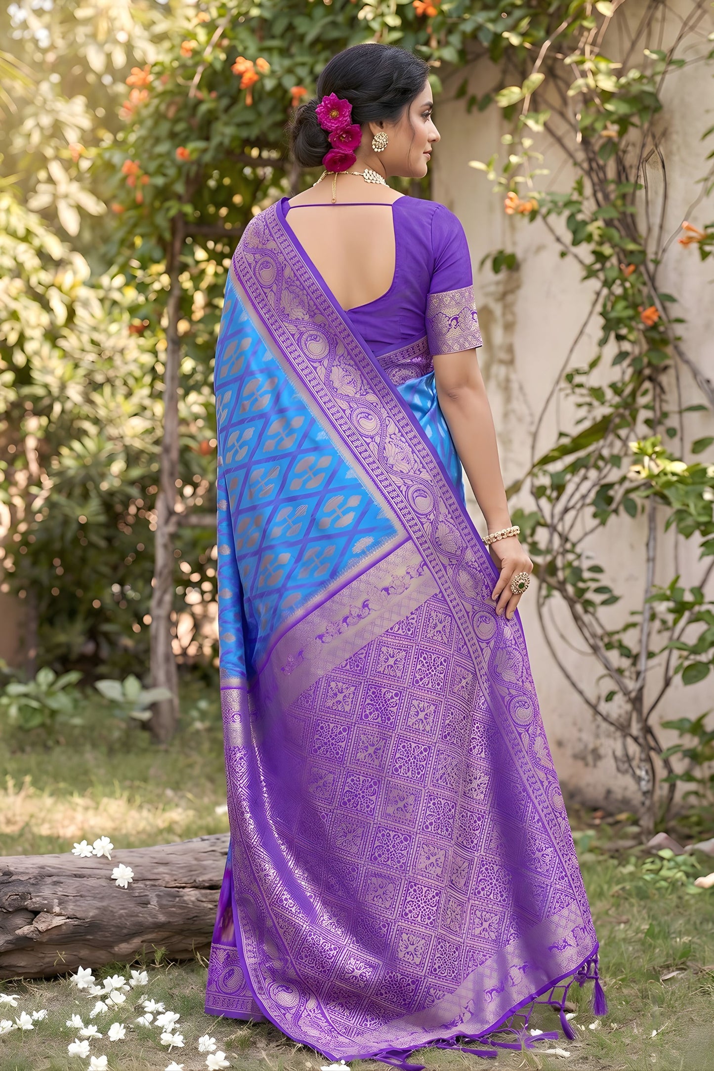 Royal Sky Blue Soft Silk Saree with Jacquard Work for Wedding