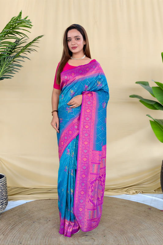 Elegant Sky Blue Silk Zari Weaving Work Saree for Wedding