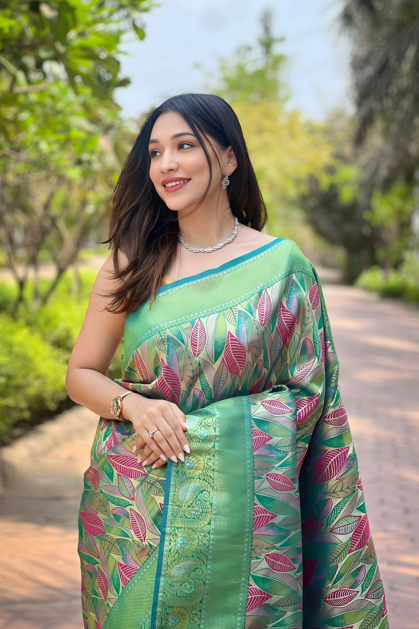 Graceful Sea Green Kanchipattu Silk Weaving Work Saree for Women
