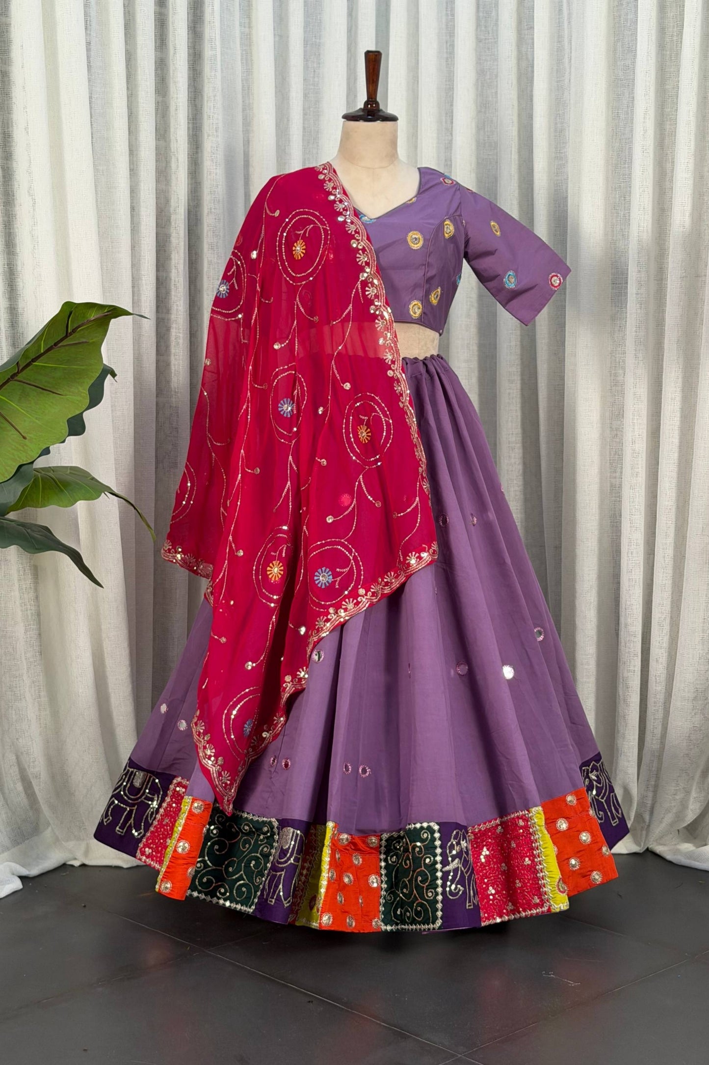 Awesome Purple Designer Lehenga Choli with Embroidery Work and Rani Pink Dupatta for Women