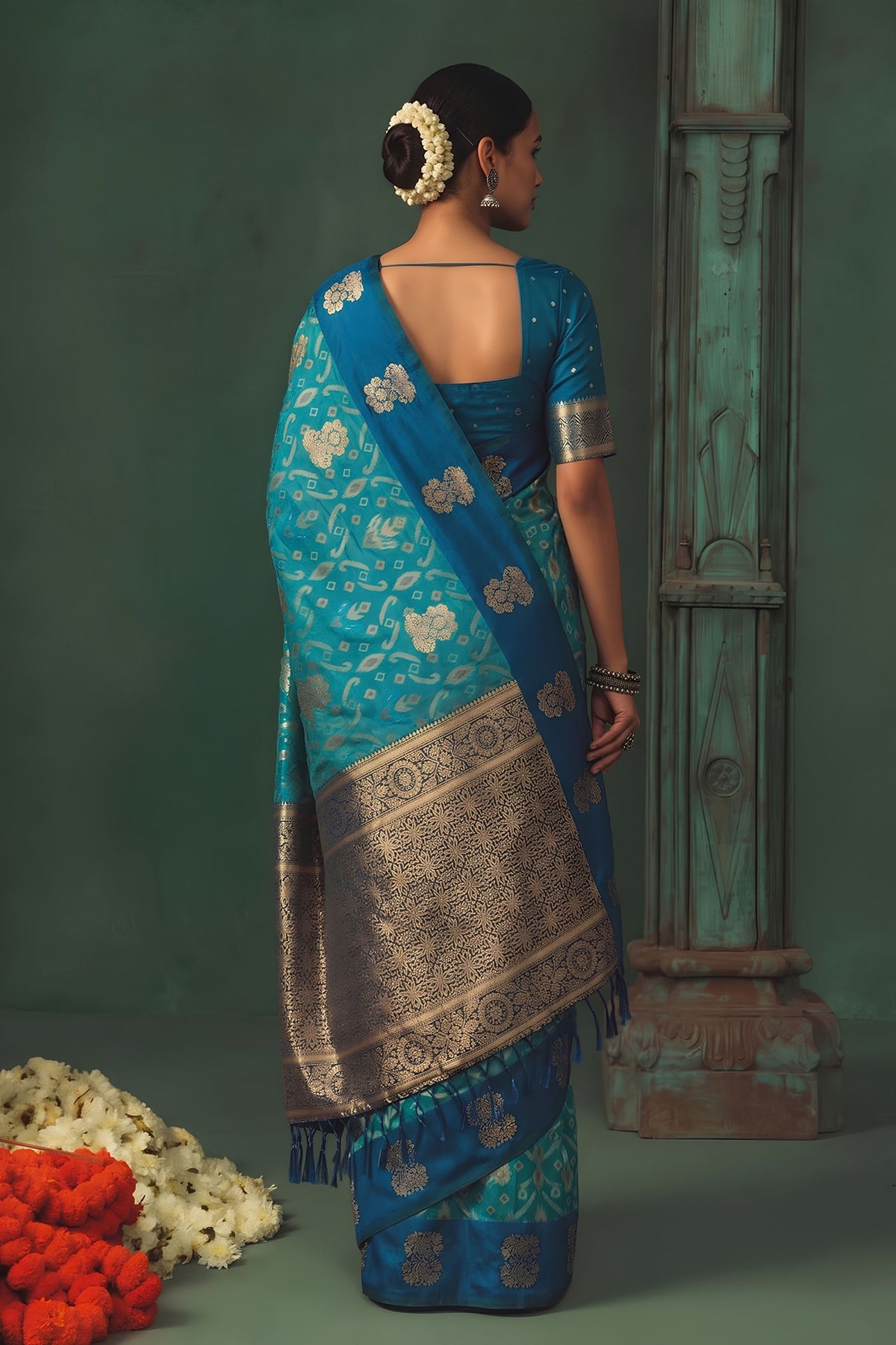 Royal Sky Blue Silk Jacquard Work Saree for Women