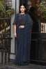 Designer Navy Blue Cape Style Blouse Party Wear Saree