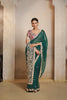 Elegant Dark Green Designer Net Saree Contrast Blouse