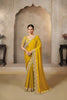 Mustard Yellow Silk Saree with Stone and Zari Border Designer Saree